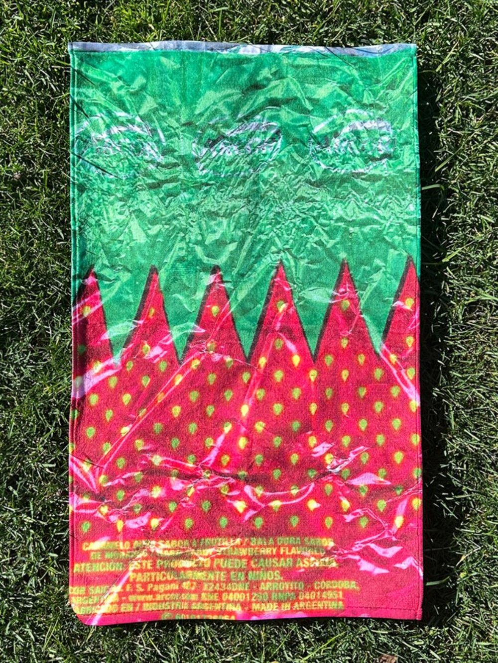 Handcrafted Strawberry Candy Wrapper Hand / Dish Towel for Kitchen or Bathroom